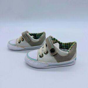 PIMPOLHO BABY BOY WHITE AND TAN CRIB SHOES SIZE 1.5